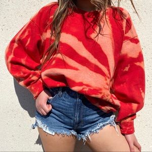 SOLD Bleach Tye Dye Red Sweatshirt